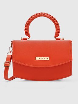 Caprese - Women Dice Orange Solid Sling Bag (M)