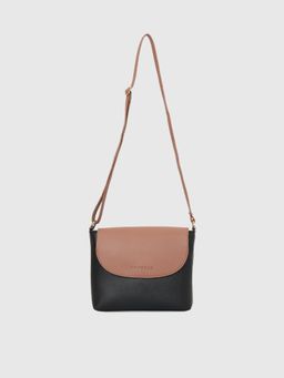 Caprese - Women Risto Black-Peach Colorblock Sling Bag (M)