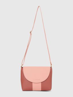 Caprese - Women Zipp Dusky Pink Colorblock Sling Bag (L)