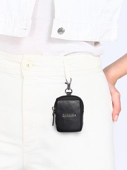 Sassora - Unisex Black Leather Pouch (S)