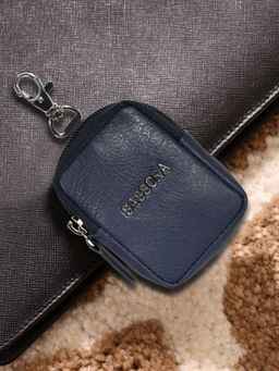 Sassora - Unisex Navy Blue Leather Pouch (S)