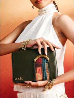 Zouk - Women Olive Jharokha Crossbody Sling Bag (M)