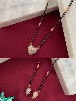 Digital Dress Room - Rose Gold American Diamond Heart Pendant Mangalsutra