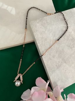 Digital Dress Room - Rose American Diamond Pearl Pendant Mangalsutra