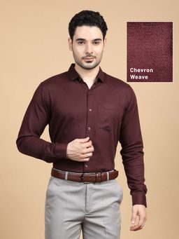 KUONS AVENUE - Mens Chevron Formal Shirts Maroon