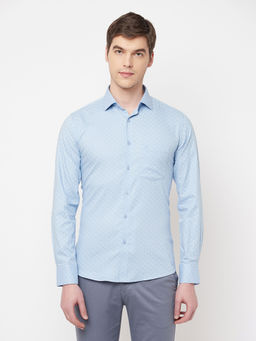 CRIMSOUNE CLUB - Men Blue Printed Casual Shirt