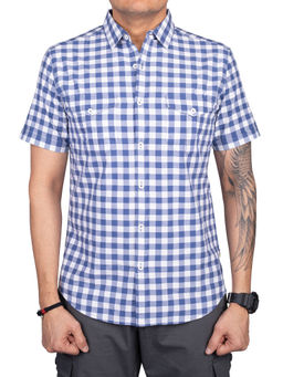GOKYO OUTDOOR CLOTHING & GEAR - Corbett Cargo Half Sleeve Shirt Checks Blue for Men