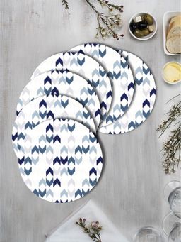 Space of Joy - Blue Ikat Premium Printed Round MDF Wooden Placemats