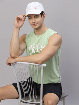 RIGO - Men Mint Printed Round Neck Sleeveless T-Shirt Vest