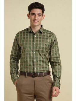 Allen Solly - Men Olive Slim Fit Checks Full Sleeves Formal Shirt