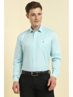 Allen Solly - Men Light Blue Slim Fit Print Full Sleeves Formal Shirt