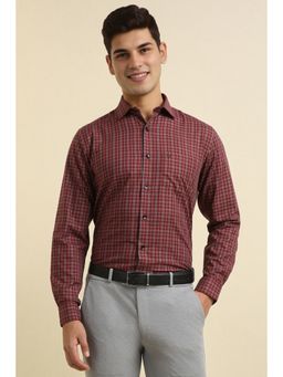 Allen Solly - Men Maroon Slim Fit Checks Full Sleeves Formal Shirt