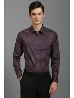 Louis Philippe - Men Purple Regular Fit Print Full Sleeves Formal Shirt
