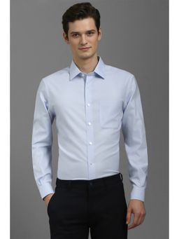 Louis Philippe - Men Light Blue Regular Fit Self Design Formal Shirt