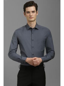 Louis Philippe - Men Grey Regular Fit Print Full Sleeves Formal Shirt