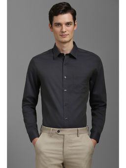 Louis Philippe - Men Charcoal Regular Fit Textured Full Sleeves Formal Shirt