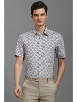 Louis Philippe - Men Black Regular Fit Print Half Sleeves Formal Shirt