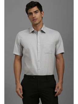 Louis Philippe - Men Grey Regular Fit Self Design Formal Shirt