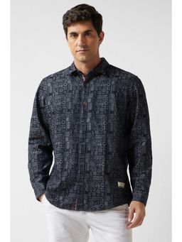 Louis Philippe - Men Black Slim Fit Print Full Sleeves Casual Shirt