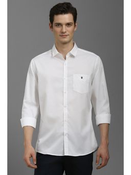 Louis Philippe - Men White Slim Fit Solid Full Sleeves Casual Shirt