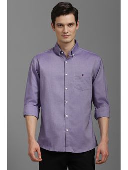 Louis Philippe - Men Purple Slim Fit Textured Full Sleeves Casual Shirt