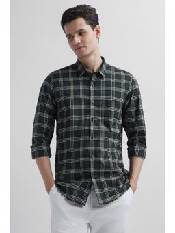 Peter England - Men Black Slim Fit Checks Full Sleeves Casual Shirt