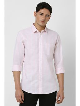 Peter England - Men Pink Slim Fit Stripes Full Sleeves Casual Shirt