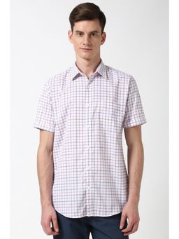 Peter England - Men White Slim Fit Checks Shirt