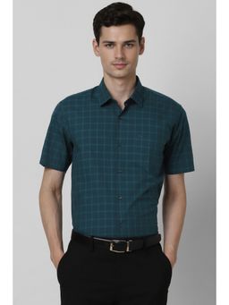 Peter England - Men Green Regular Fit Half Sleeves Formal Shirt