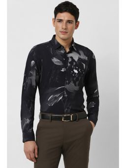 Peter England - Men Black Slim Fit Full Sleeves Party Shirt