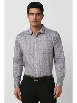 Van Heusen - Men Grey Slim Fit Print Full Sleeves Party Shirt