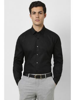 Van Heusen - Men Black Slim Fit Self Design Full Sleeves Party Shirt