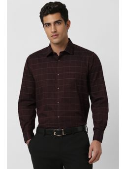 Van Heusen - Men Dark Brown Regular Fit Checks Full Sleeves Shirt