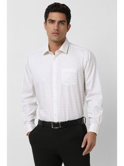 Van Heusen - Men White Regular Fit Checks Full Sleeves Shirt