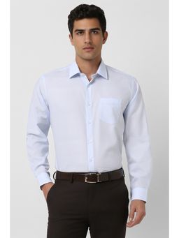Van Heusen - Men Light Blue Regular Fit Textured Full Sleeves Shirt