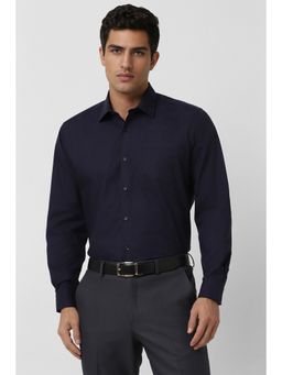 Van Heusen - Men Navy Blue Regular Fit Textured Shirt