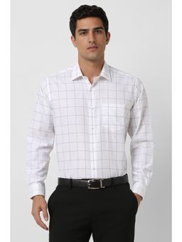 Van Heusen - Men White Regular Fit Checks Full Sleeves Shirt