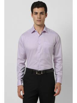Van Heusen - Men Lavender Regular Fit Self Design Full Sleeves Shirt