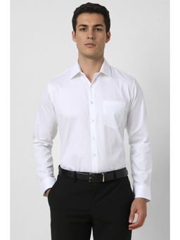Van Heusen - Men White Slim Fit Self Design Full Sleeves Shirt