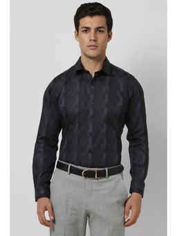 Van Heusen - Men Black Slim Fit Print Full Sleeves Shirt