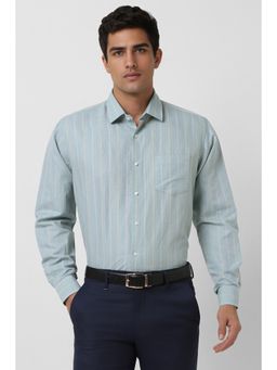 Van Heusen - Men Sea Green Regular Fit Stripes Formal Shirt