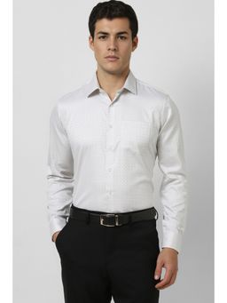 Van Heusen - Men White Slim Fit Print Full Sleeves Shirt