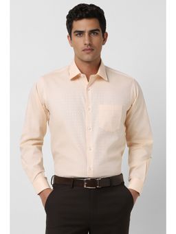 Van Heusen - Men Peach Regular Fit Self Design Formal Shirt
