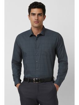 Van Heusen - Men Grey Slim Fit Checks Full Sleeves Formal Shirt