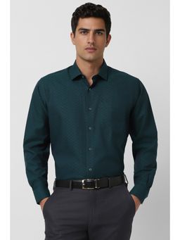 Van Heusen - Men Green Regular Fit Print Full Sleeves Formal Shirt
