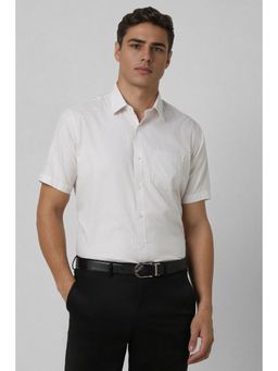 Van Heusen - Men White Regular Fit Checks Half Sleeves Shirt