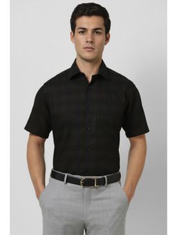 Van Heusen - Men Black Regular Fit Checks Half Sleeves Formal Shirt
