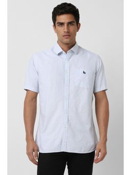 Van Heusen - Men Light Blue Slim Fit Stripes Casual Shirt