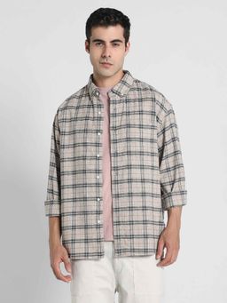 American Eagle - Men Beige Checks Full Sleeves Shirt