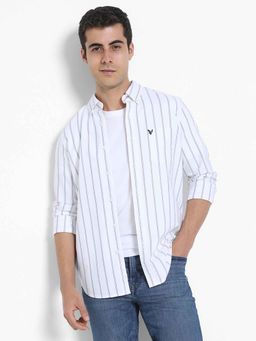 American Eagle - Men White Slim Fit Stripes Shirt